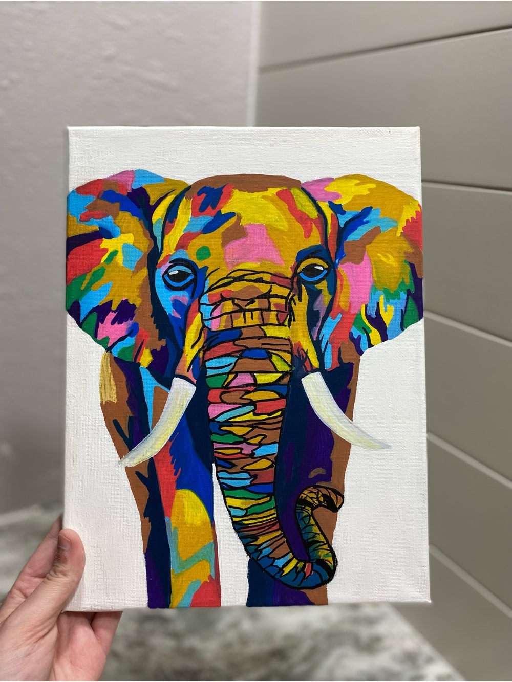 Hand-Crafted Colorful Elephant Pop Art Painting - Picture 5 of 6